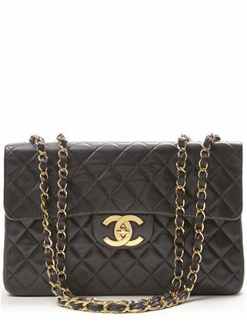 Luxe Vintage Finds Chanel Quilted Maxi Bag - Black