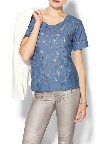 Joa Floral Lace Top - Blue