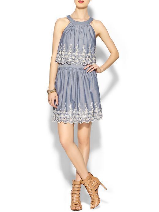 Pim + Larkin Embroidered Chambray Dress - Chambray