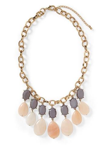 Tinley Road Pink And Grey Beaded Drop Necklace - Pink/grey/gold