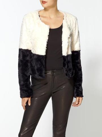 C.luce Color Block Faux Fur Jacket