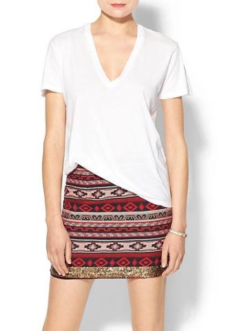 Monrow Oversized Tissue V Neck Tee - White