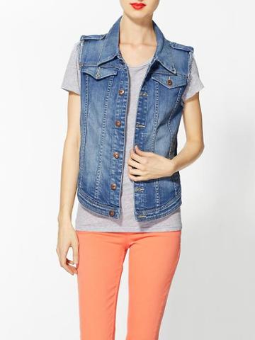 Blank Denim Cut Off Vest