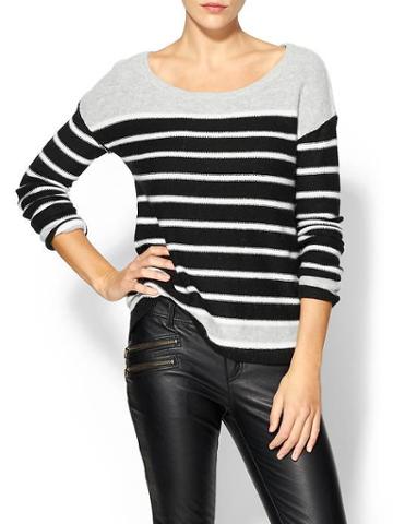 Splendid Cashmere Pop Stripe Sweater - Black/grey