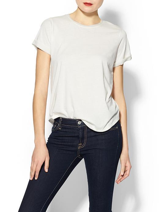 Vince Silk Trim Shirt Tail Tee - Beige