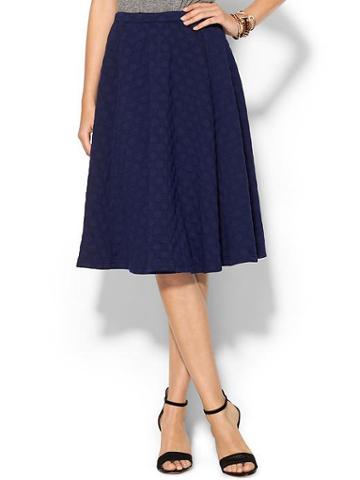 Joa Texture Midi Skirt - Navy