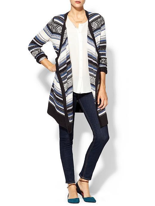 Hive & Honey Fair Isle Blanket Sweater - White/grey/black/blue