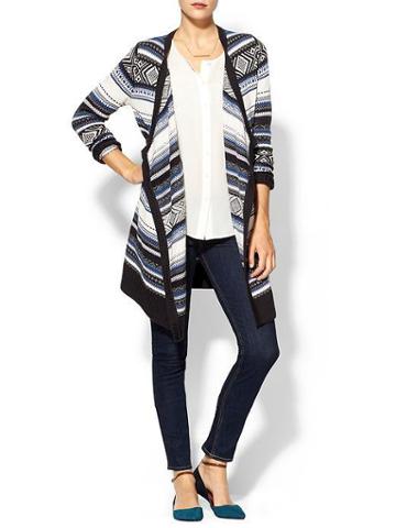 Hive &amp; Honey Fair Isle Blanket Sweater - White/grey/black/blue