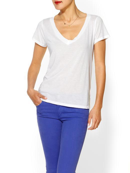 La Made Low V Neck Boyfriend Tee - White