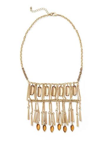 Tinley Road Layered Chain And Jeweled Bib Necklace - Gold