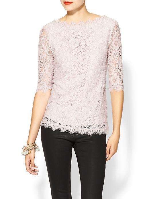 Pim + Larkin Boatneck Lace Top - Light Gray