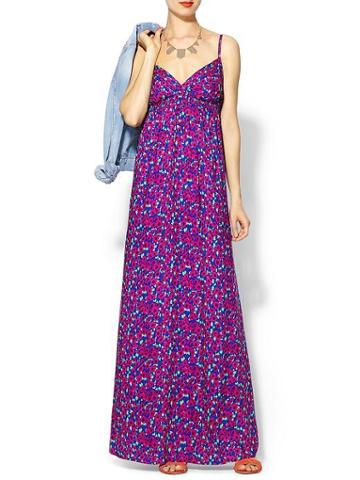 Splendid Watercolor Floral Maxi Dress - Plum
