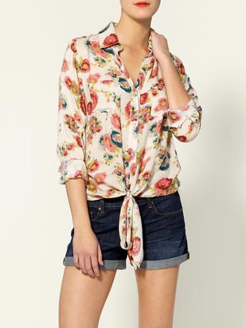 Tinley Road Floral Tie Front Blouse