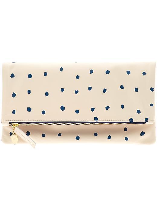Clare V Supreme Foldover Clutch - Creme With Mini Spots