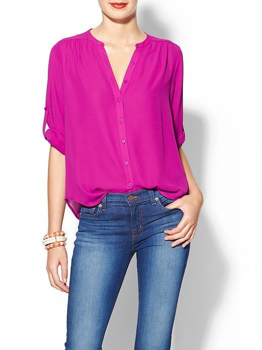 Collective Concepts Button Down Blouse - Magenta