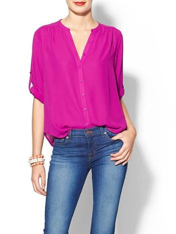 Collective Concepts Button Down Blouse - Magenta