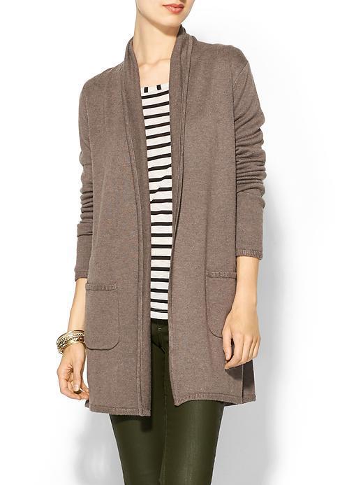Calvin Klein Long Cardigan With Pockets - Heather Dark Taupe