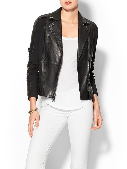 Haute Hippie Ponte/leather Moto Jacket - Black