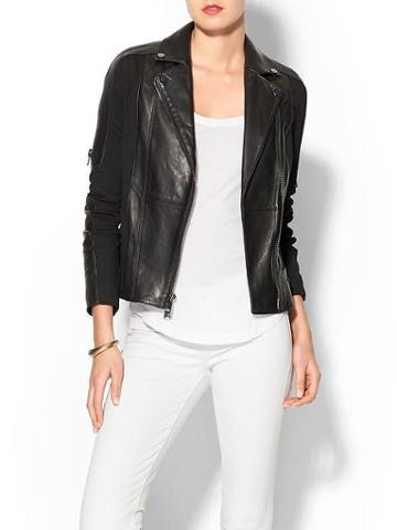 Haute Hippie Ponte/leather Moto Jacket - Black