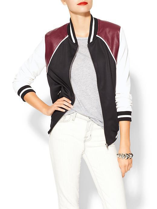 Hive & Honey Varsity Colorblock Jacket - Black/wine/white