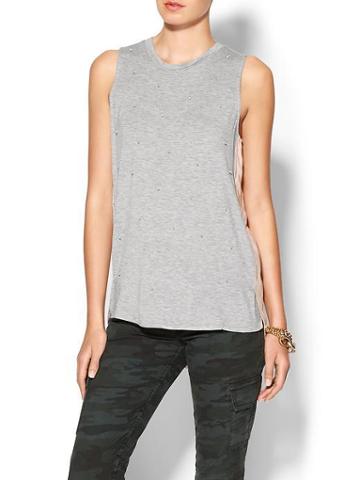 Everly Clothing Embellished Muscle Tee - Heather Grey