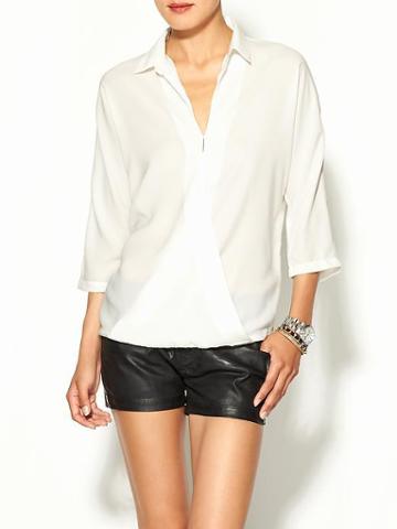 Rhyme Los Angeles Crossover Drape Blouse - White