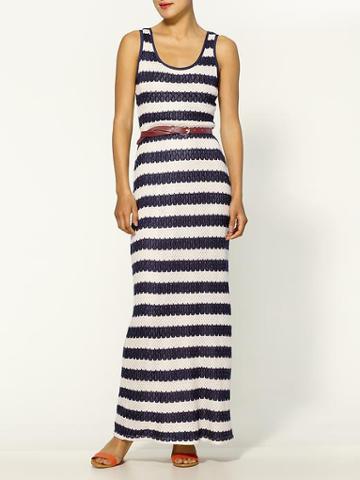 Pim + Larkin Crochet Striped Maxi Dress