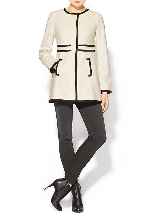 Tulle Contrast Binding Coat - Antique White