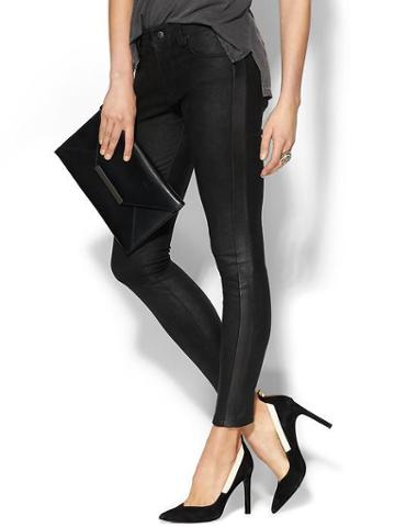 Joe's Suede Skinny Ankle W/ Leather Side Detail - Black
