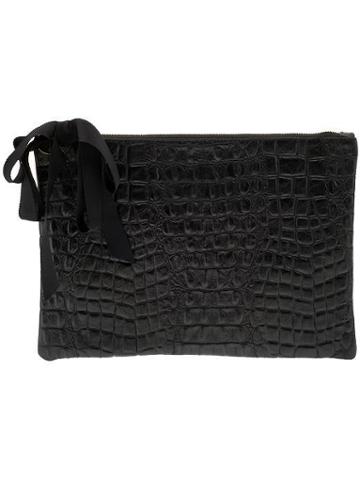 Clare V Flat Clutch - Black Croco