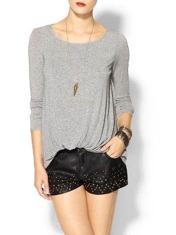 Elizabeth &amp; James Long Sleeve Kim Top - Dark Heather Grey
