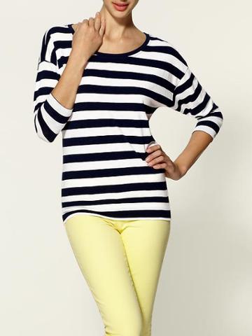 Dex 3/4 Sleeve Large Oversized Stripe Top