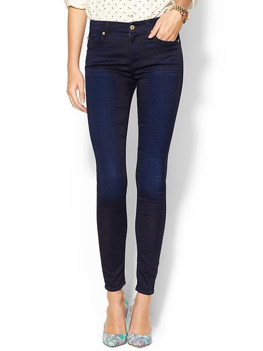 7 For All Mankind The Highwaist Skinny - Blue Black Sateen