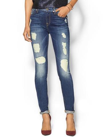 7 For All Mankind The Skinny Jean - Destroyed Deep Indigo 2