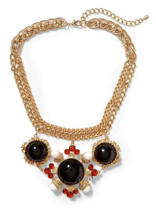 Sabine Medieval Statement Necklace - Gold/black/red