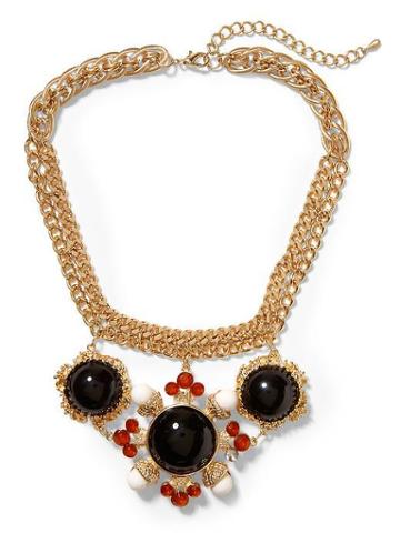 Sabine Medieval Statement Necklace - Gold/black/red