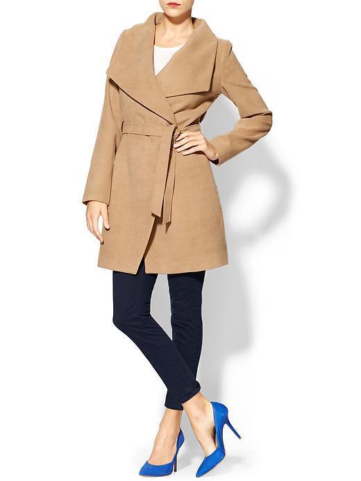 Pim + Larkin Funnel Neck Coat - Camel