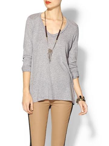 Splendid Very Light Jersey Long Sleeve Tee - Heather Grey