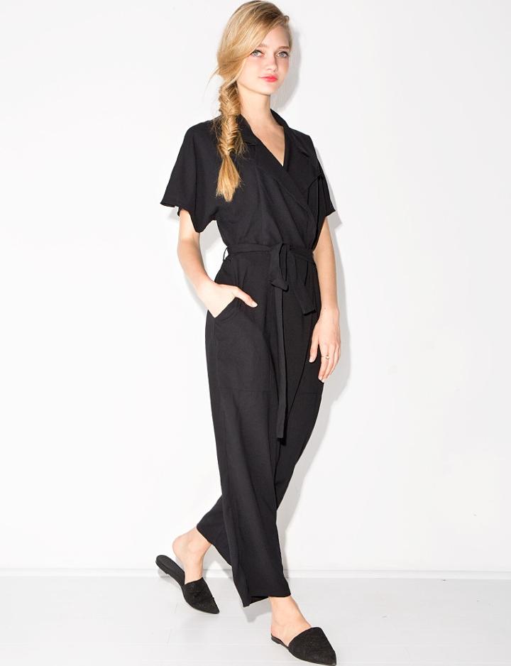 Pixie Market Black Wrap Jumpsuit