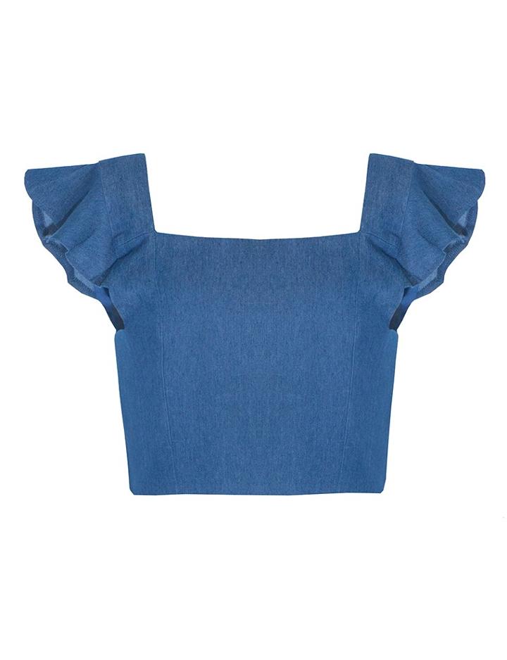 Pixie Market Denim Ruffle Top