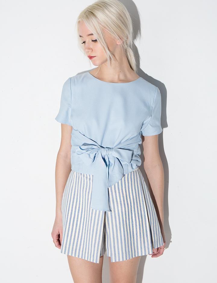 Pixie Market Joa Baby Blue Tie Front Top