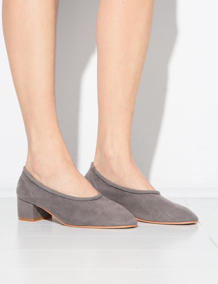 Pixie Market Grey Suede Slip On Heels