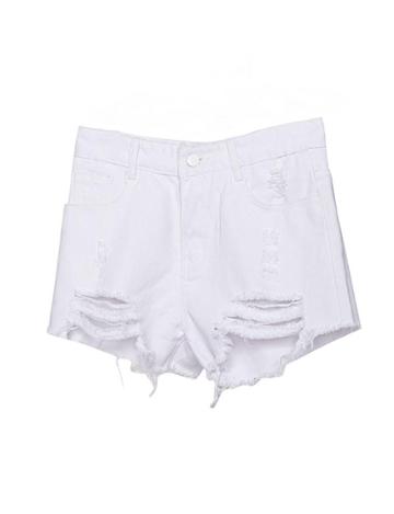 Pixie Market Shredded White Denim Shorts