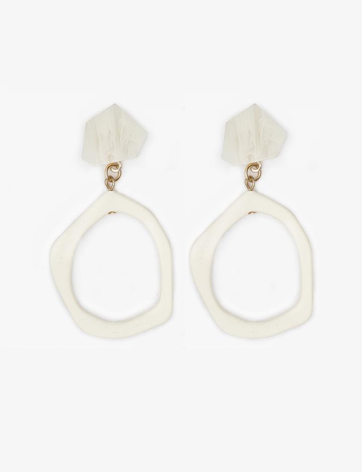 Pixie Market White Geometric Hoop Earrings