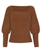 Pixie Market Brown Square Neckline Sweater -preorder