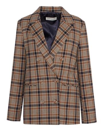 Pixie Market Brown And Black Plaid Blazer