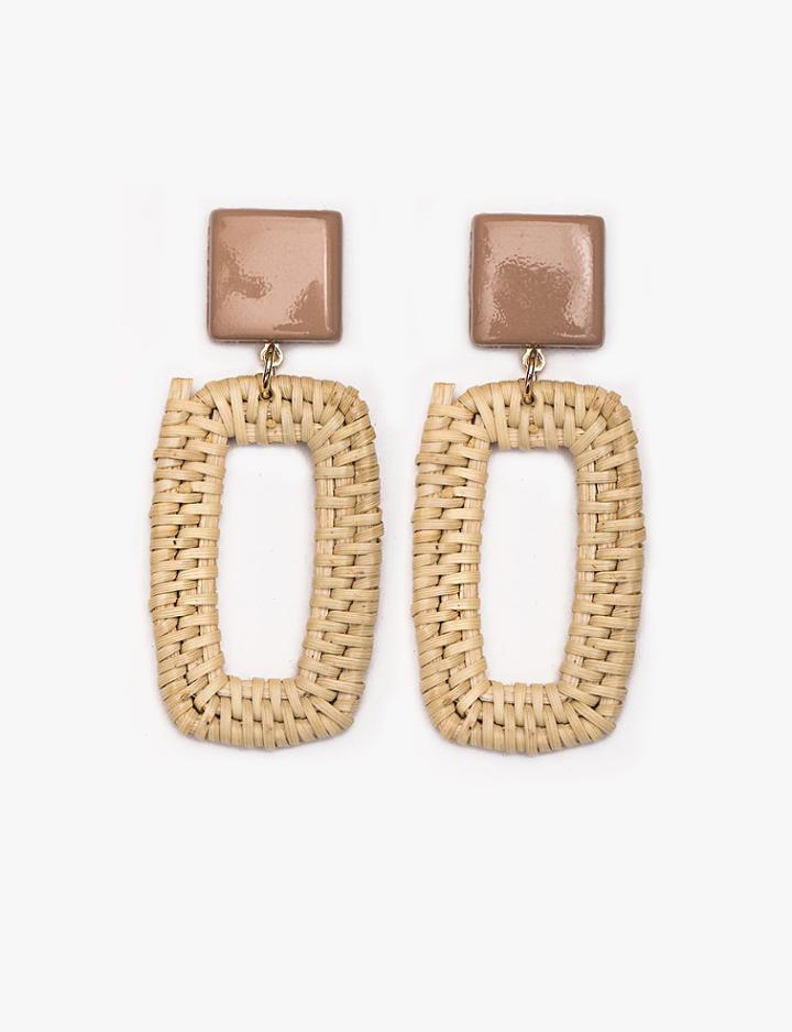 Pixie Market Rectangle Straw Earrings
