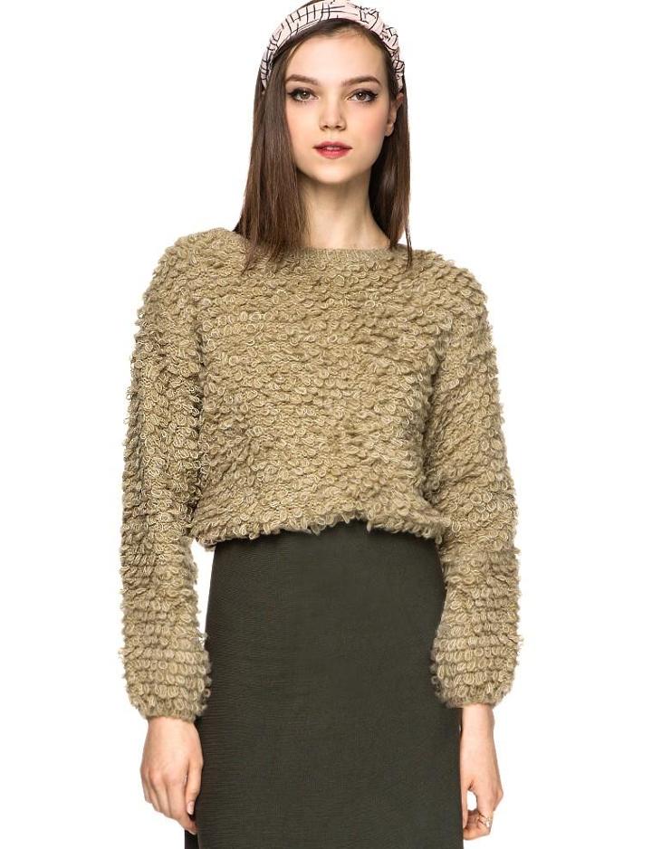 Pixie Market Sam Loop Knit Crop Sweater