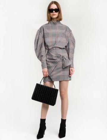 Pixie Market Plaid Blouse And Skirt Set