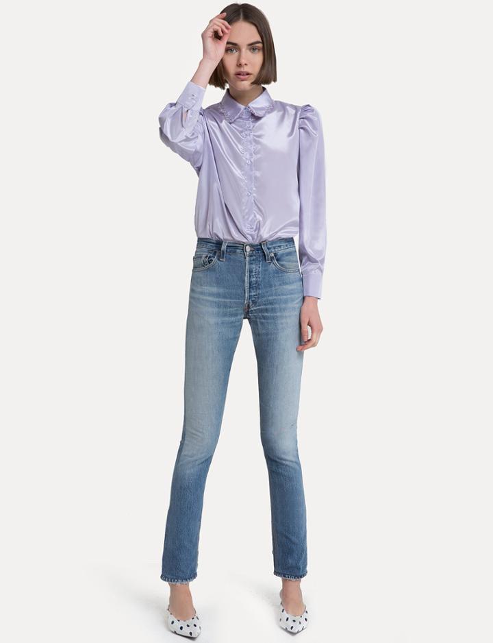 Pixie Market Vivian Lavender Satin Blouse
